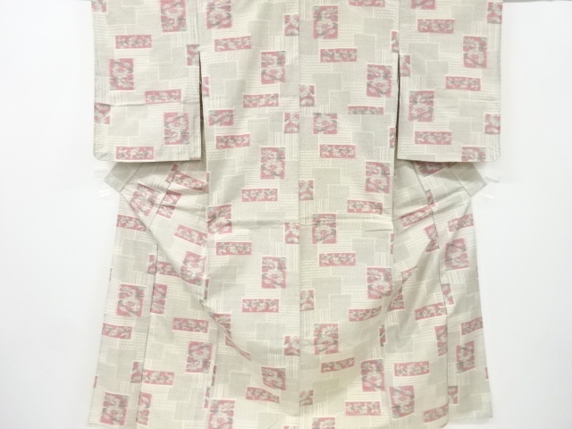 JAPANESE KIMONO / ANTIQUE HITOE KIMONO / SILK / TOKAMACHI TSUMUGI / WOVEN FLOWER